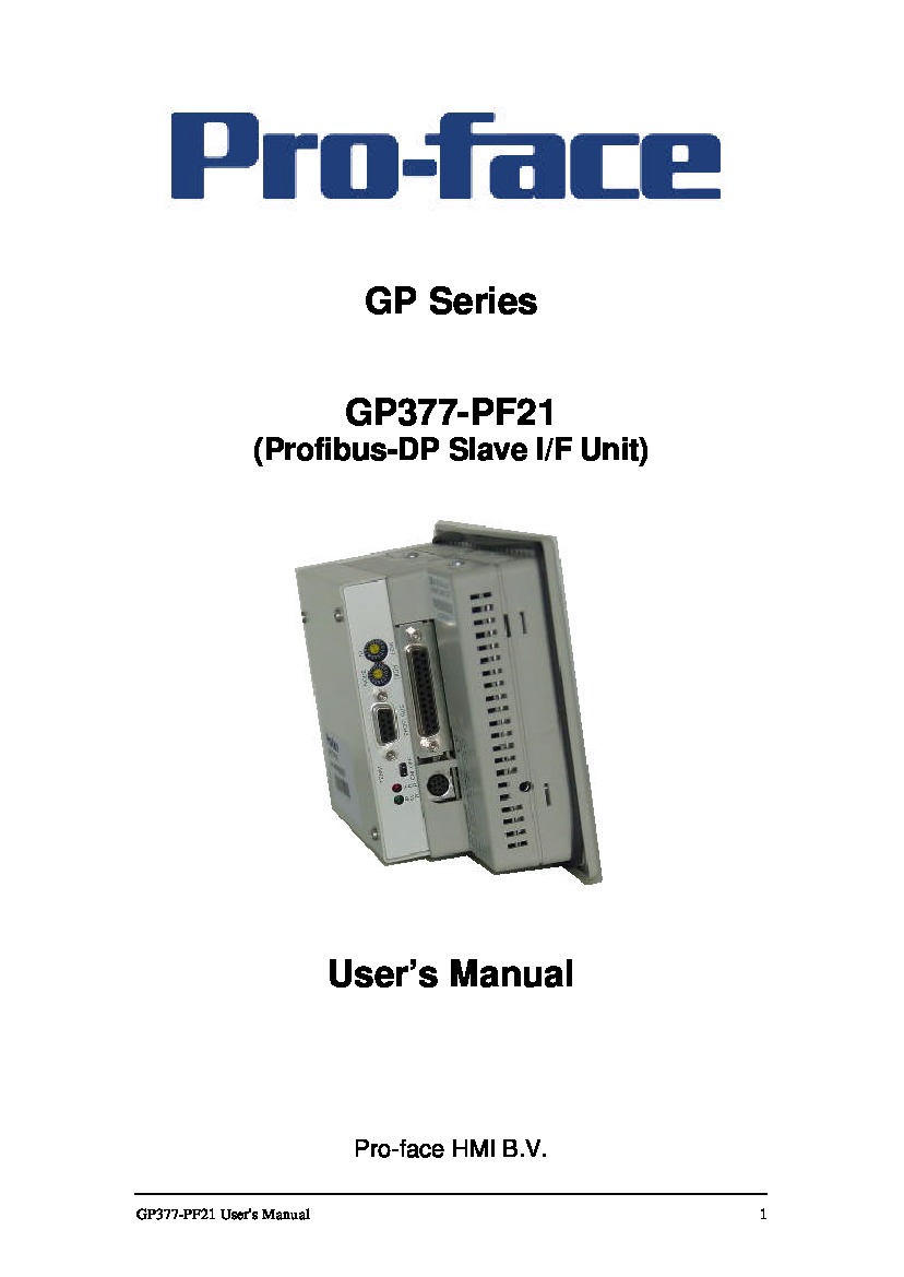 First Page Image of GP377-PF21 Profibus-DP Slave IF Unit Manual.pdf